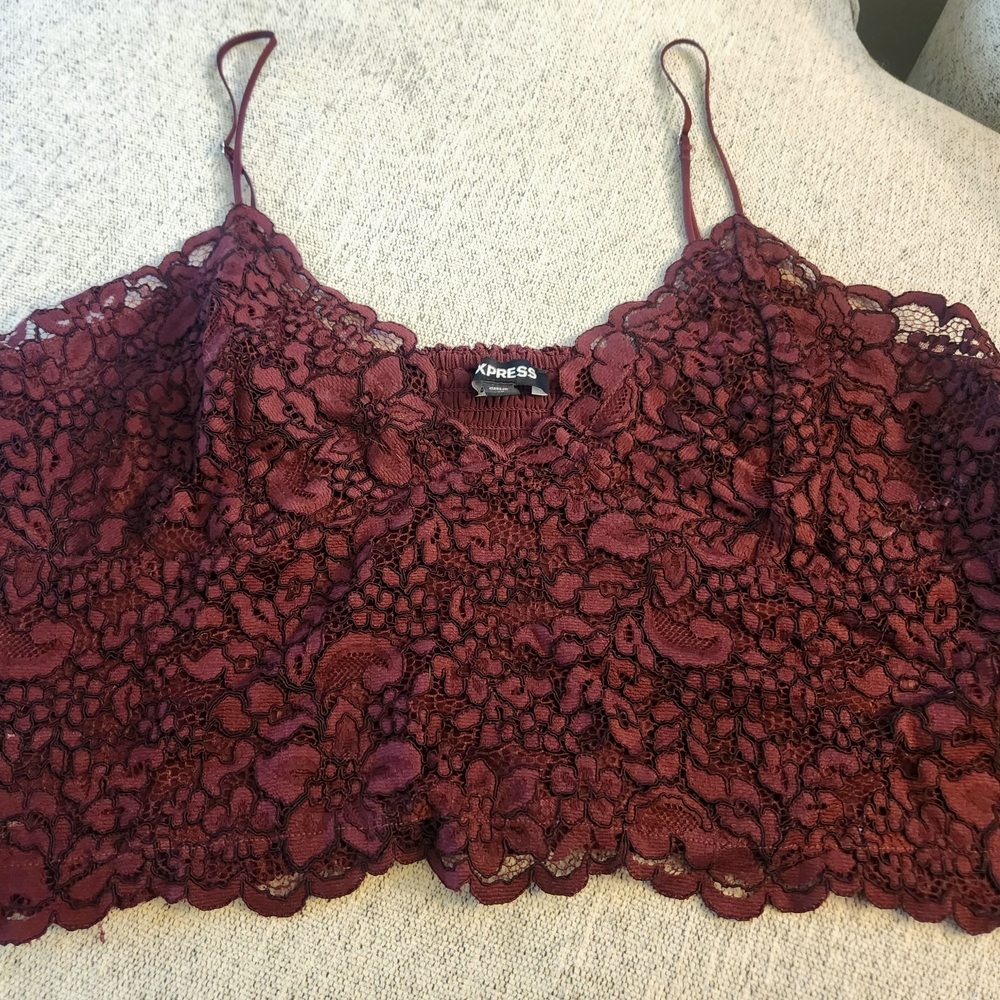 Burgundy Lace Crop Top